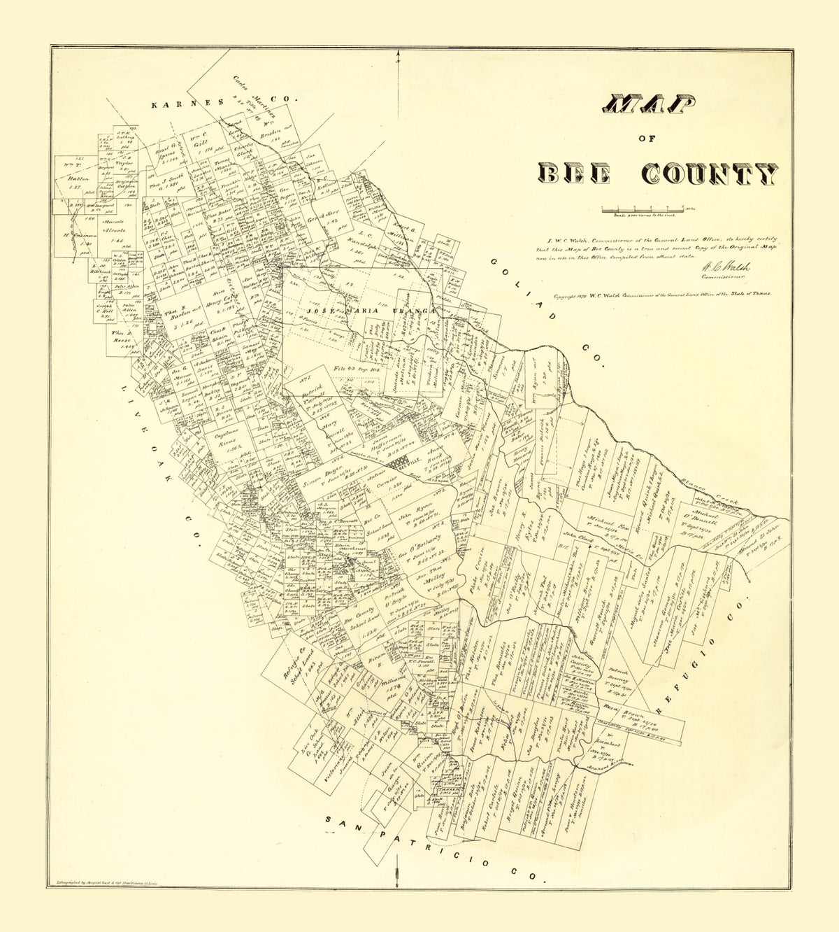 Preview of Vintage Map of Bee County, Texas 1879