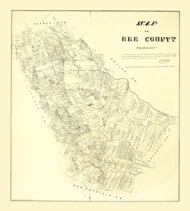 Size comparison using Vintage Map of Bee County, Texas 1879