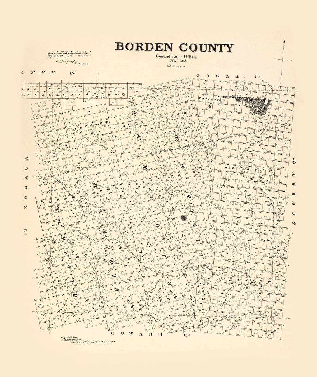 Preview of Vintage Map of Borden County, Texas 1892