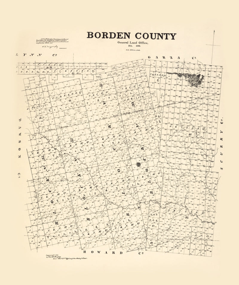 Size comparison using Vintage Map of Borden County, Texas 1892