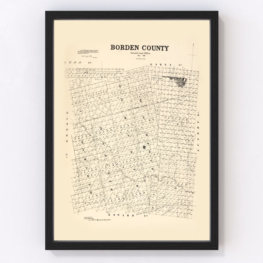 Borden County Vintage Map 1892