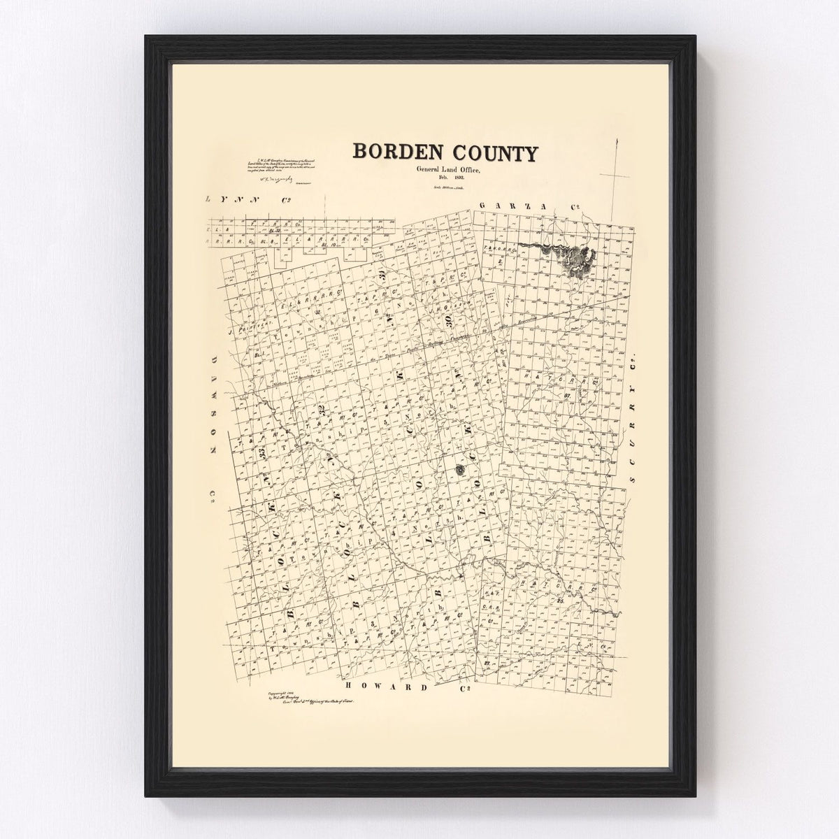 Borden County Vintage Map 1892