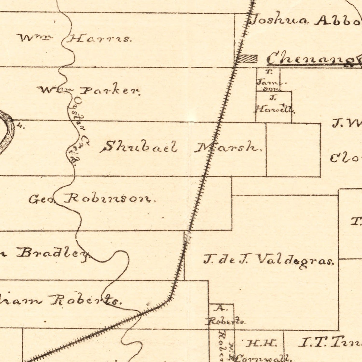 Restored historic details from the 1877 county map of Brazoria County, Texas