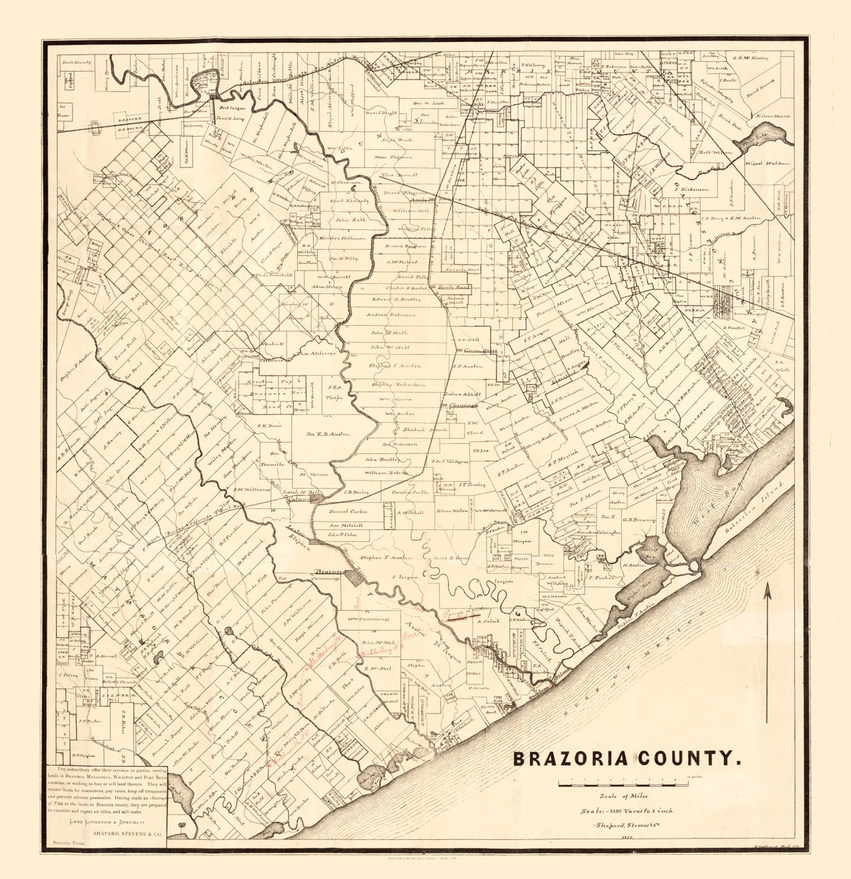 Preview of Vintage Map of Brazoria County, Texas 1877