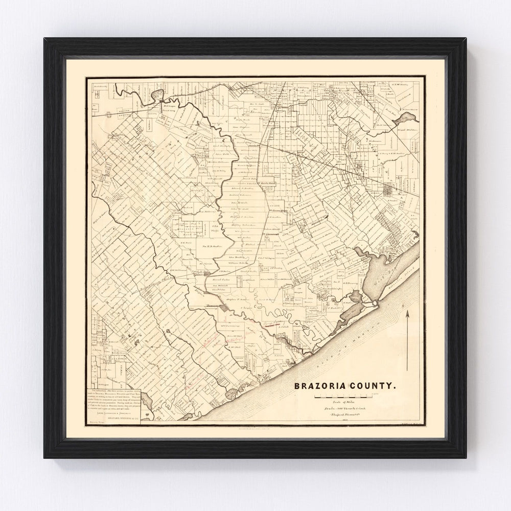 Brazoria County Vintage Map 1877