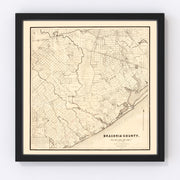 Brazoria County Vintage Map 1877