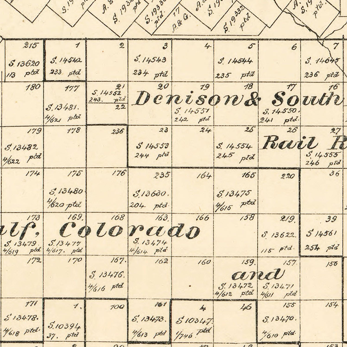 Restored historic details from the 1897 county map of Briscoe County, Texas