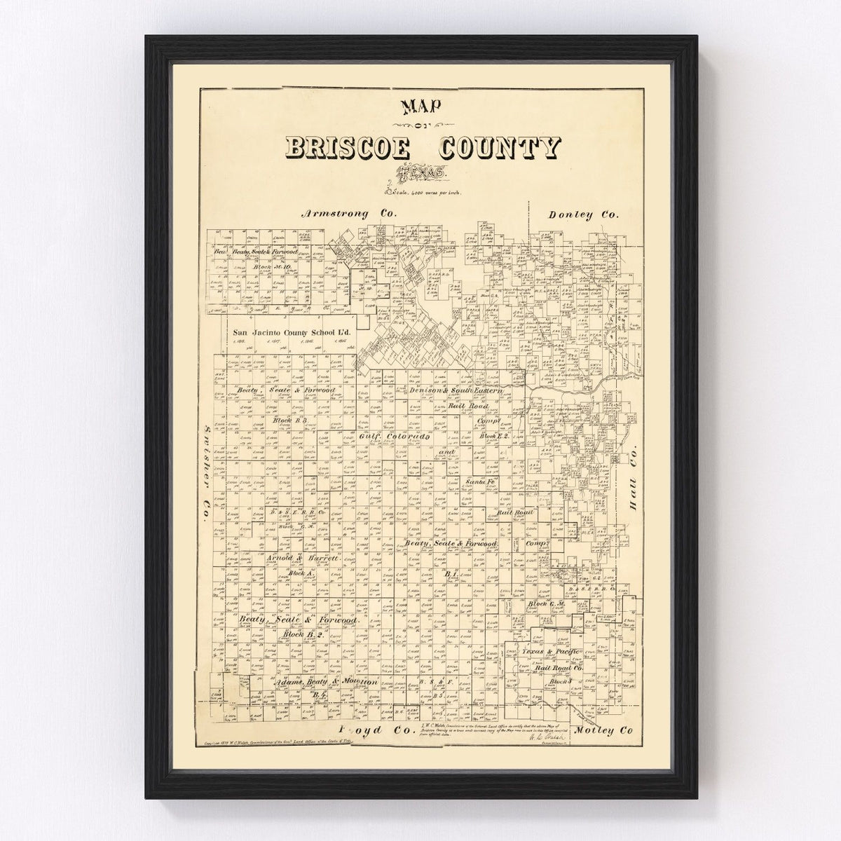 Briscoe County Vintage Map 1897