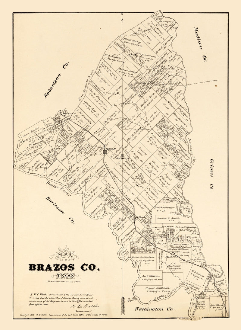 Size comparison using Vintage Map of Brazos County, Texas 1897