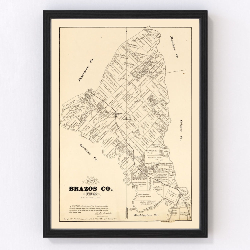 Brazos County Vintage Map 1897