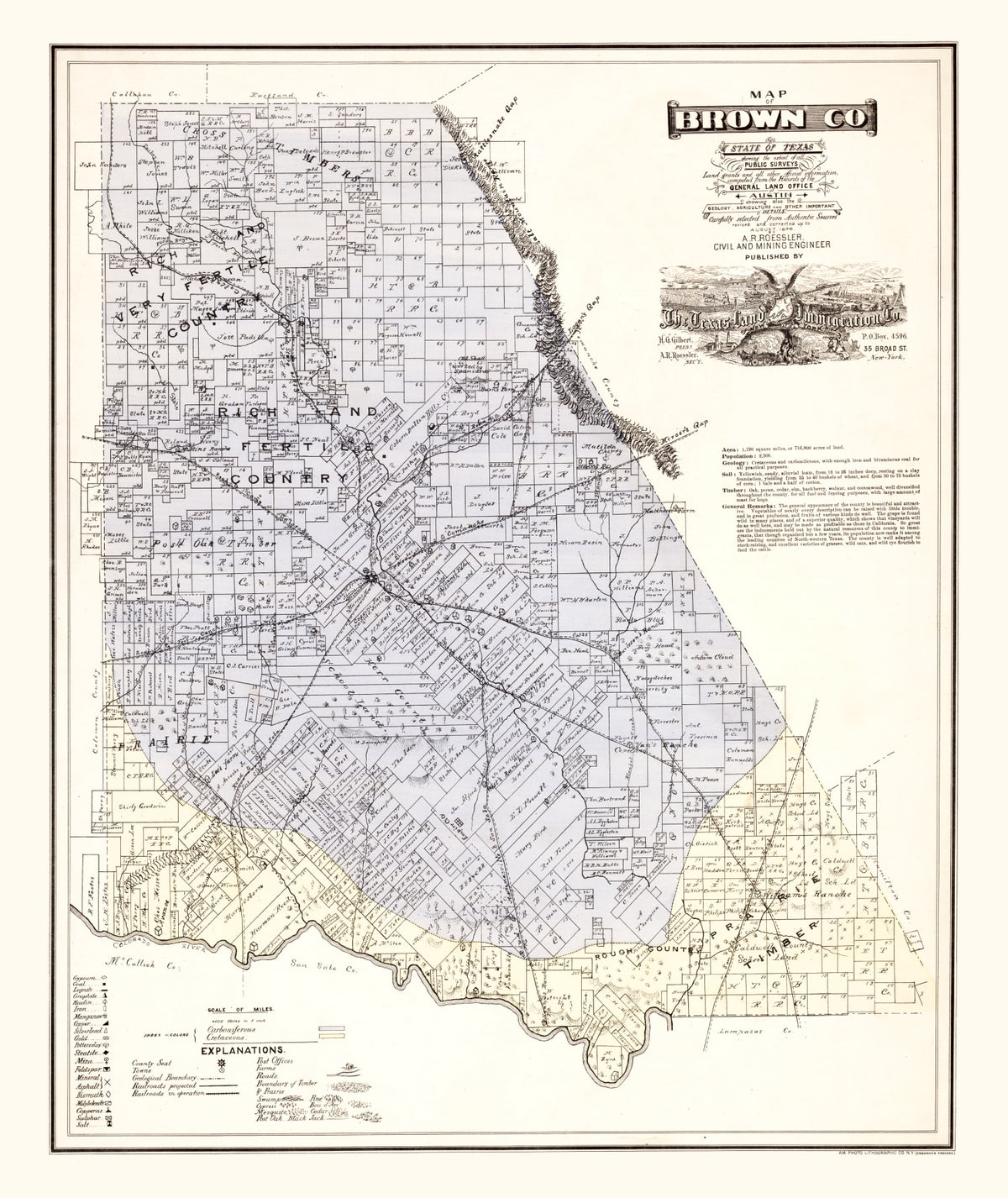 Preview of Vintage Map of Brown County, Texas 1876