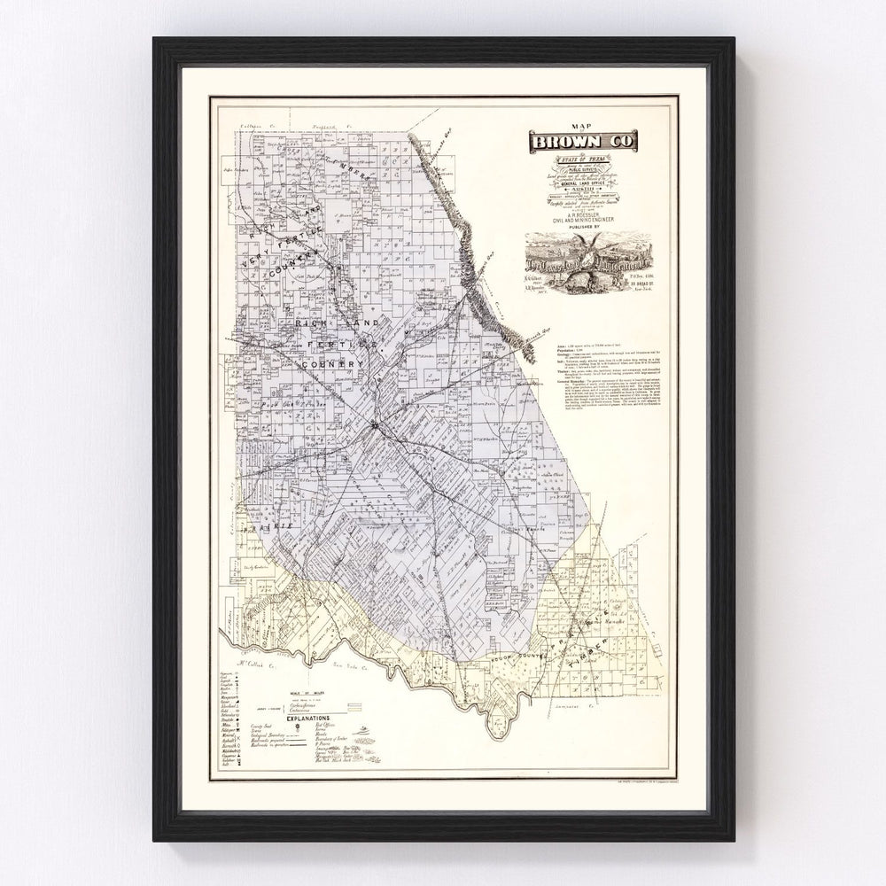 Brown County Vintage Map 1876