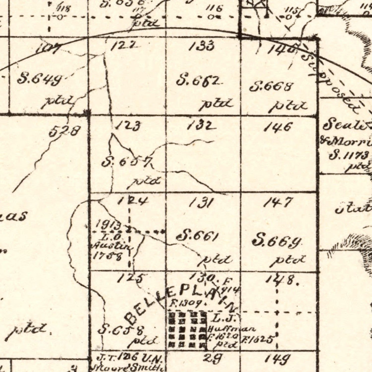 Restored historic details from the 1880 county map of Callahan County, Texas