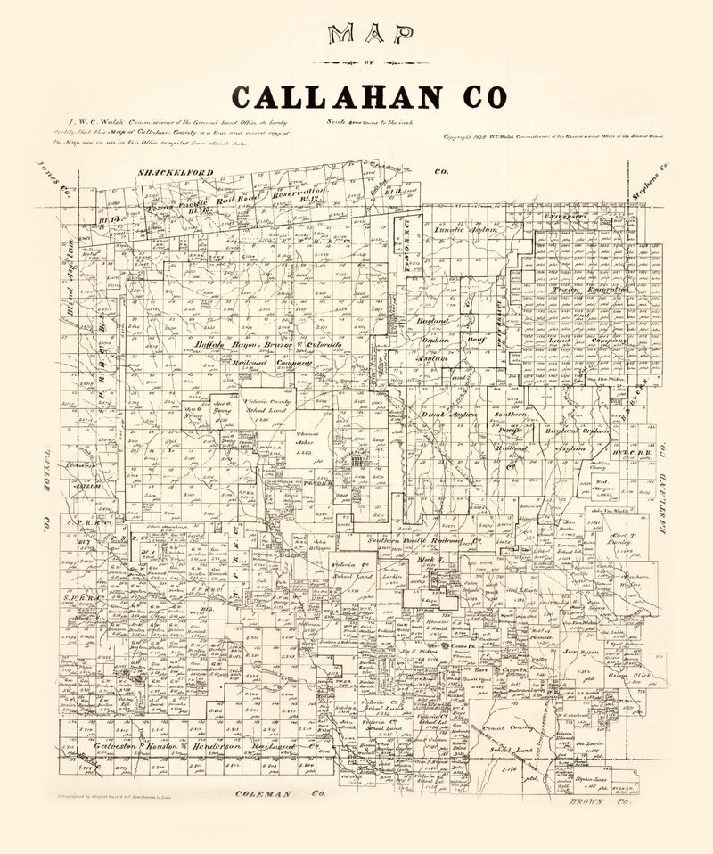 Size comparison using Vintage Map of Callahan County, Texas 1880