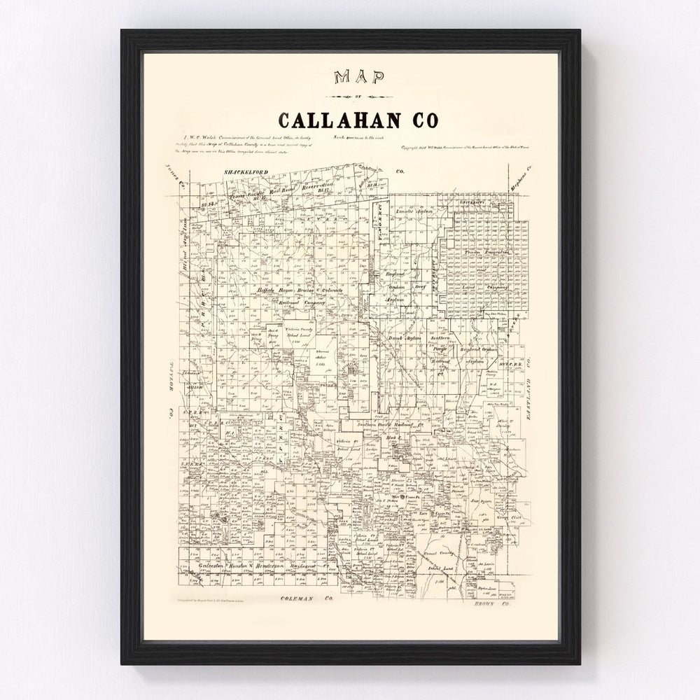 Callahan County Vintage Map 1880