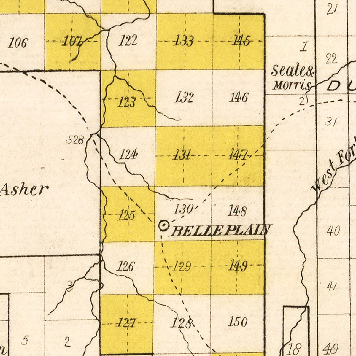 Restored historic details from the 1870 county map of Callahan County, Texas