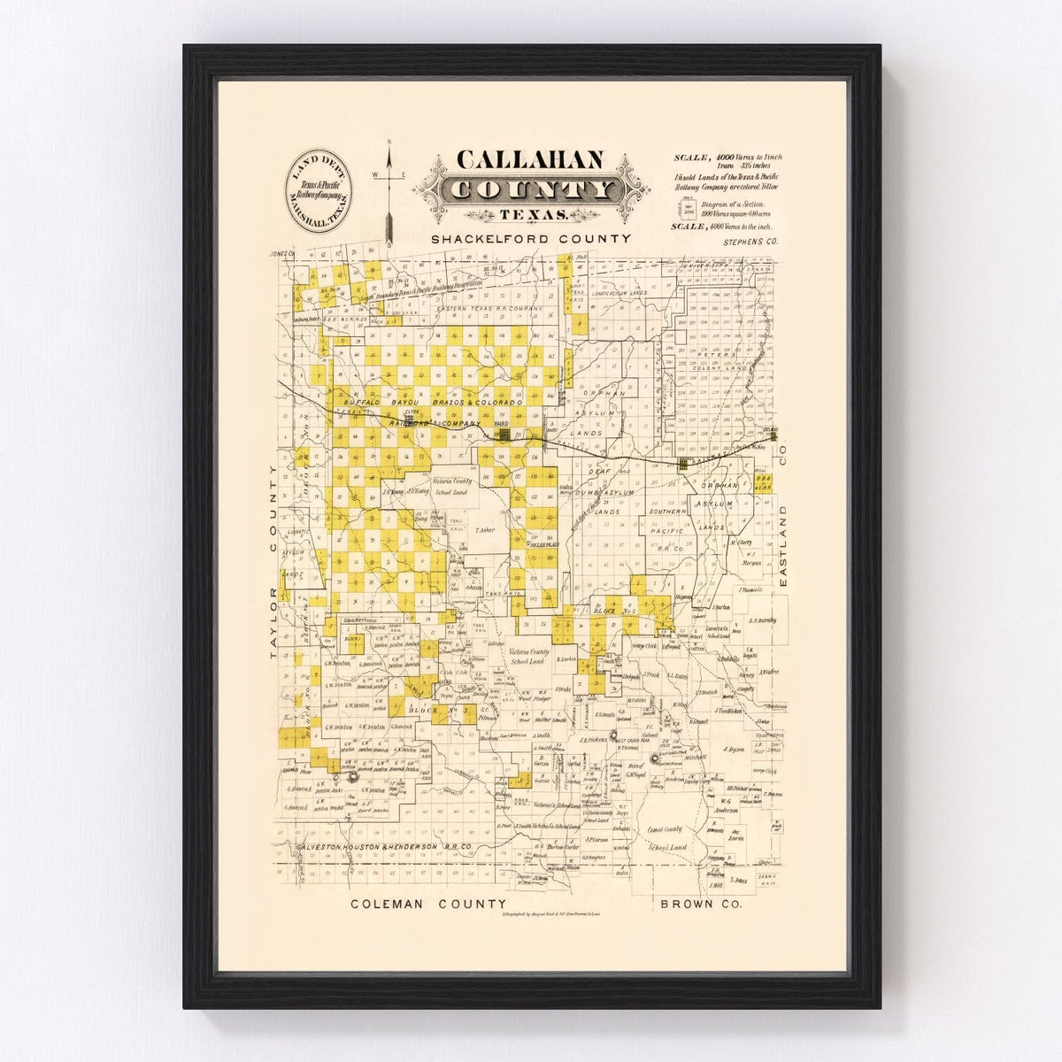 Callahan County Vintage Map 1870