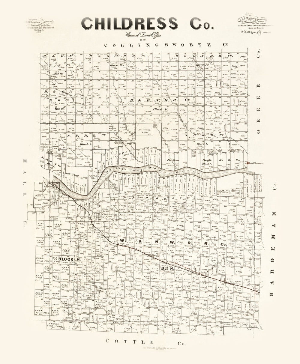 Vintage Map of Childress County, Texas 1891 print style example