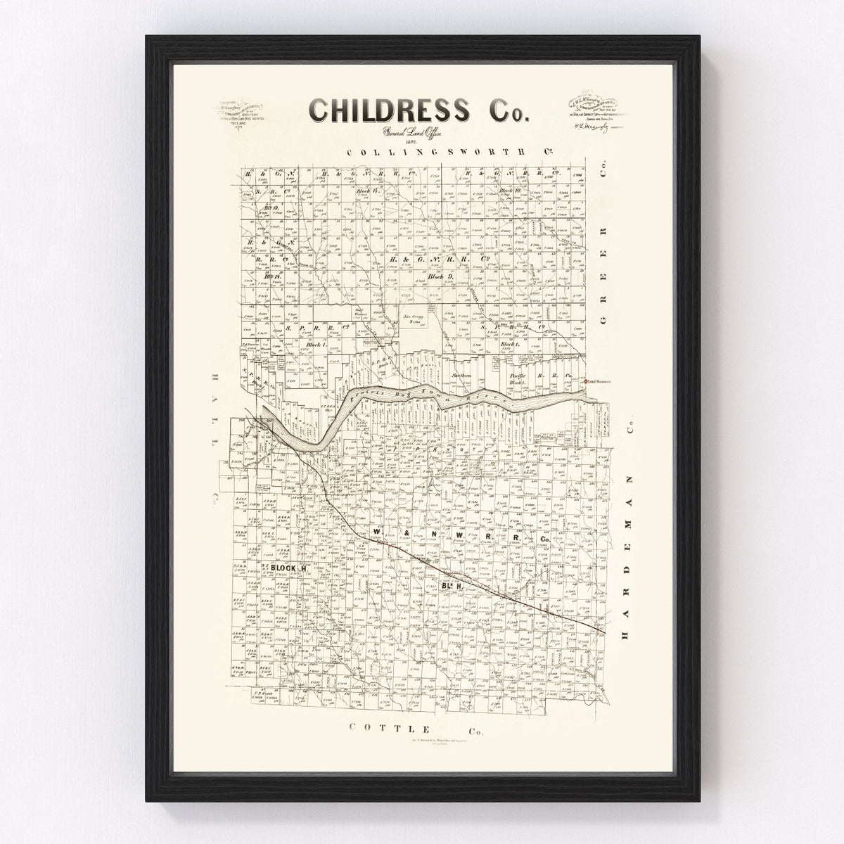 Childress County Vintage Map 1891