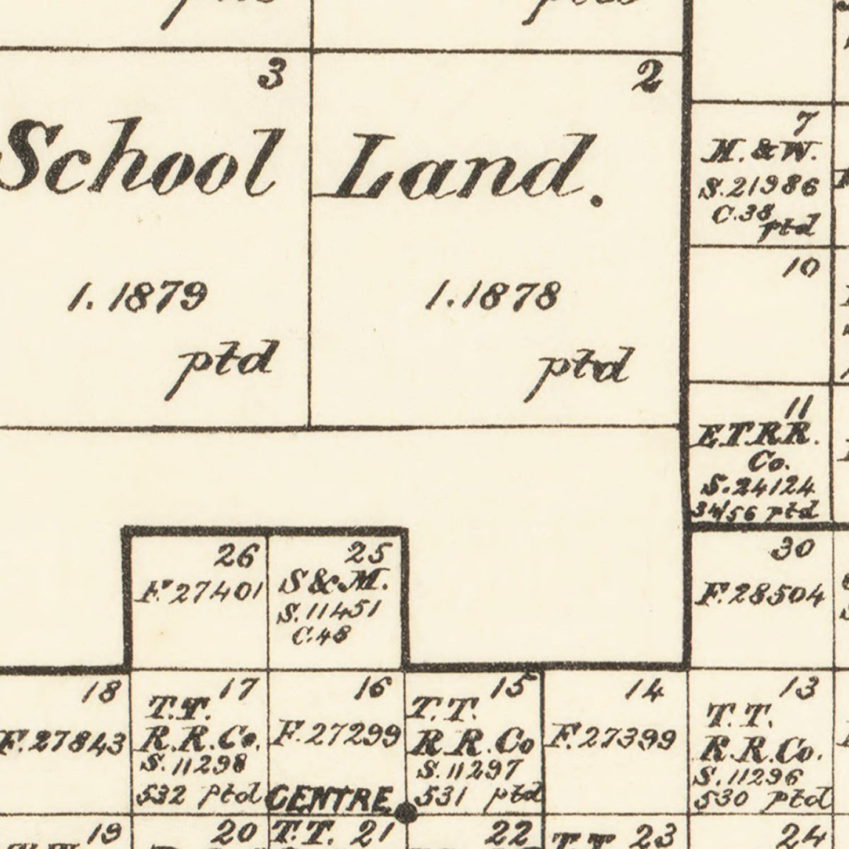 Restored historic details from the 1891 county map of Castro County, Texas
