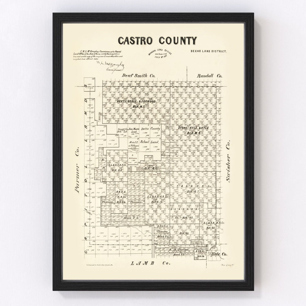 Castro County Vintage Map 1891