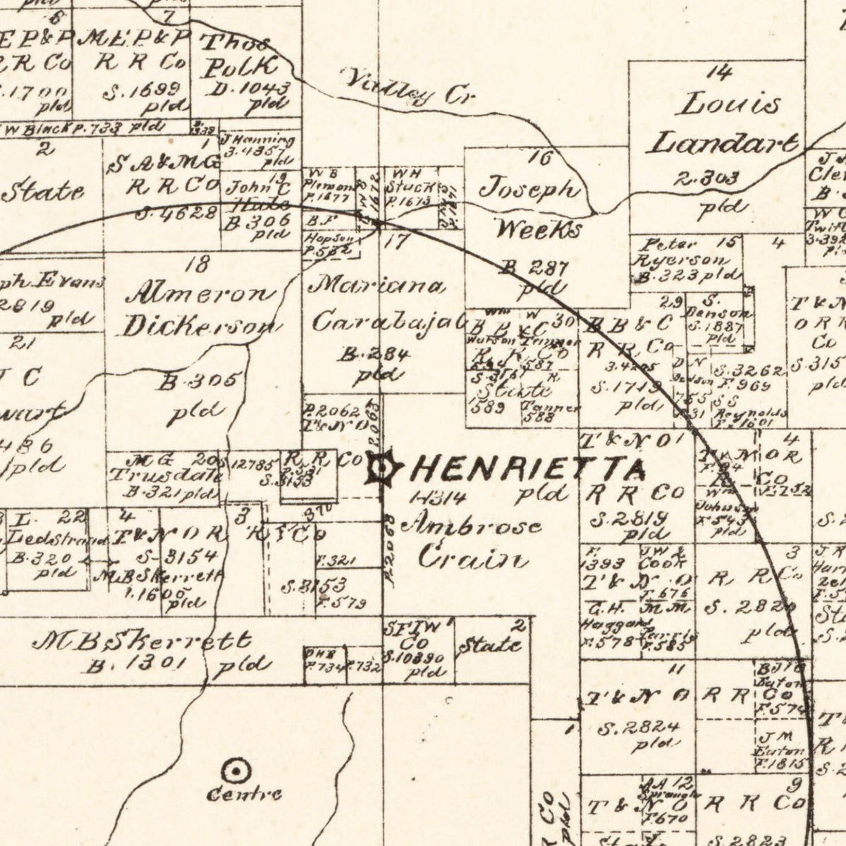 Restored historic details from the 1879 county map of Clay County, Texas