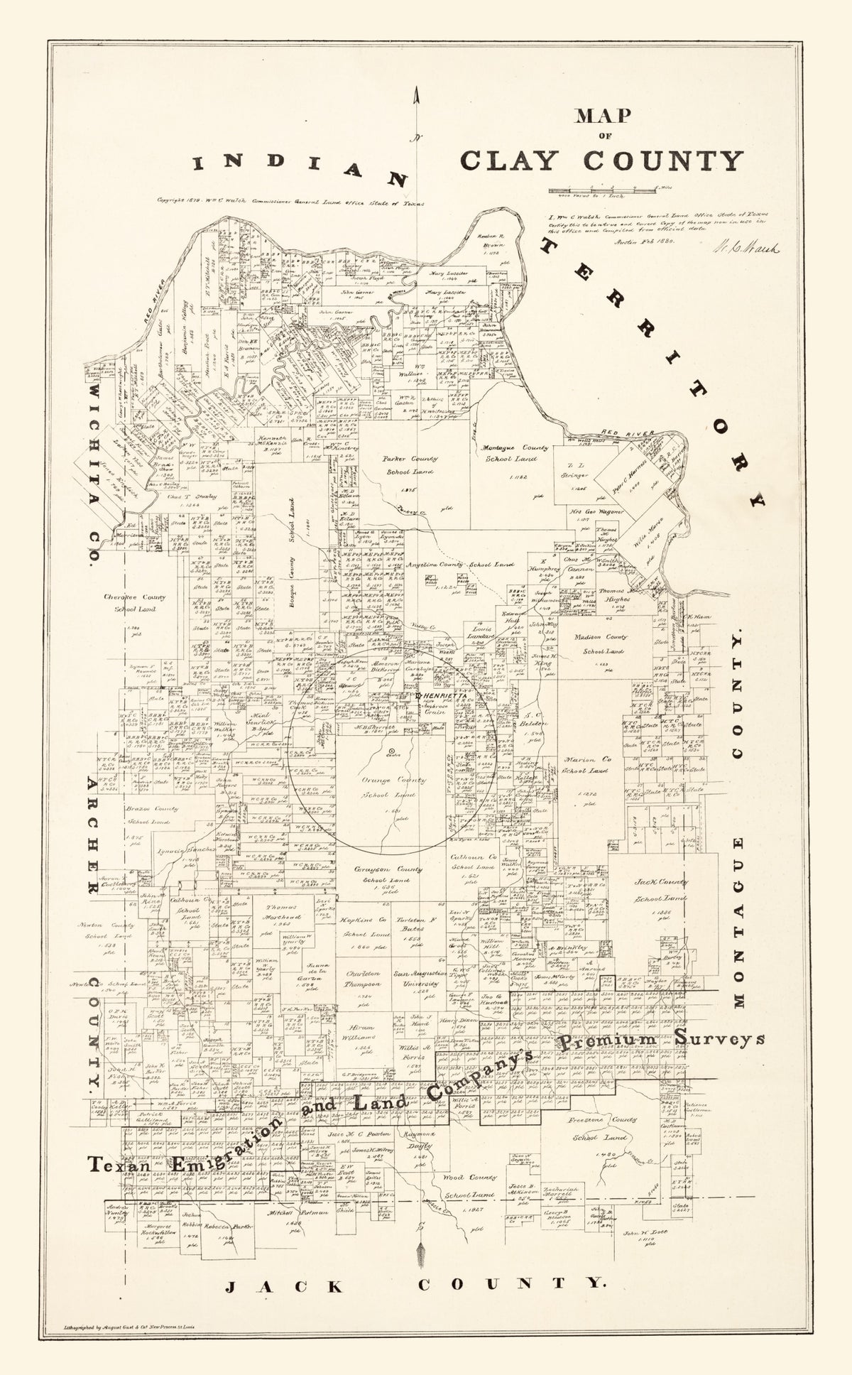 Preview of Vintage Map of Clay County, Texas 1879