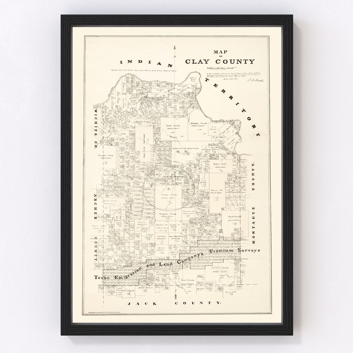 Clay County Vintage Map 1879