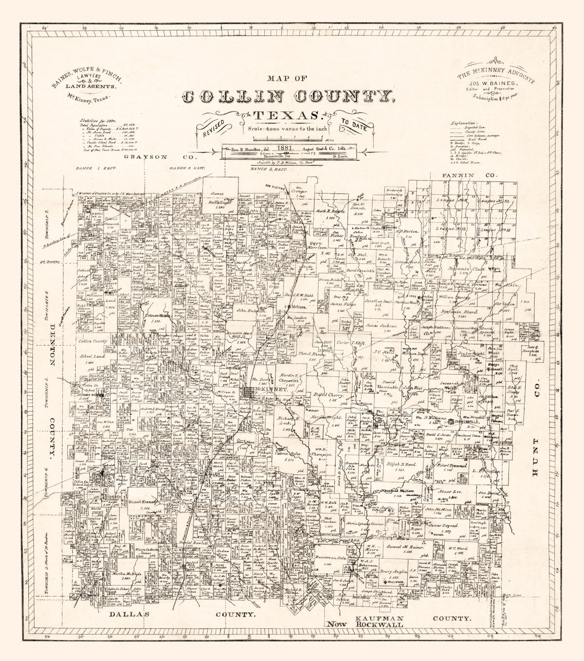 Preview of Vintage Map of Collin County, Texas 1881