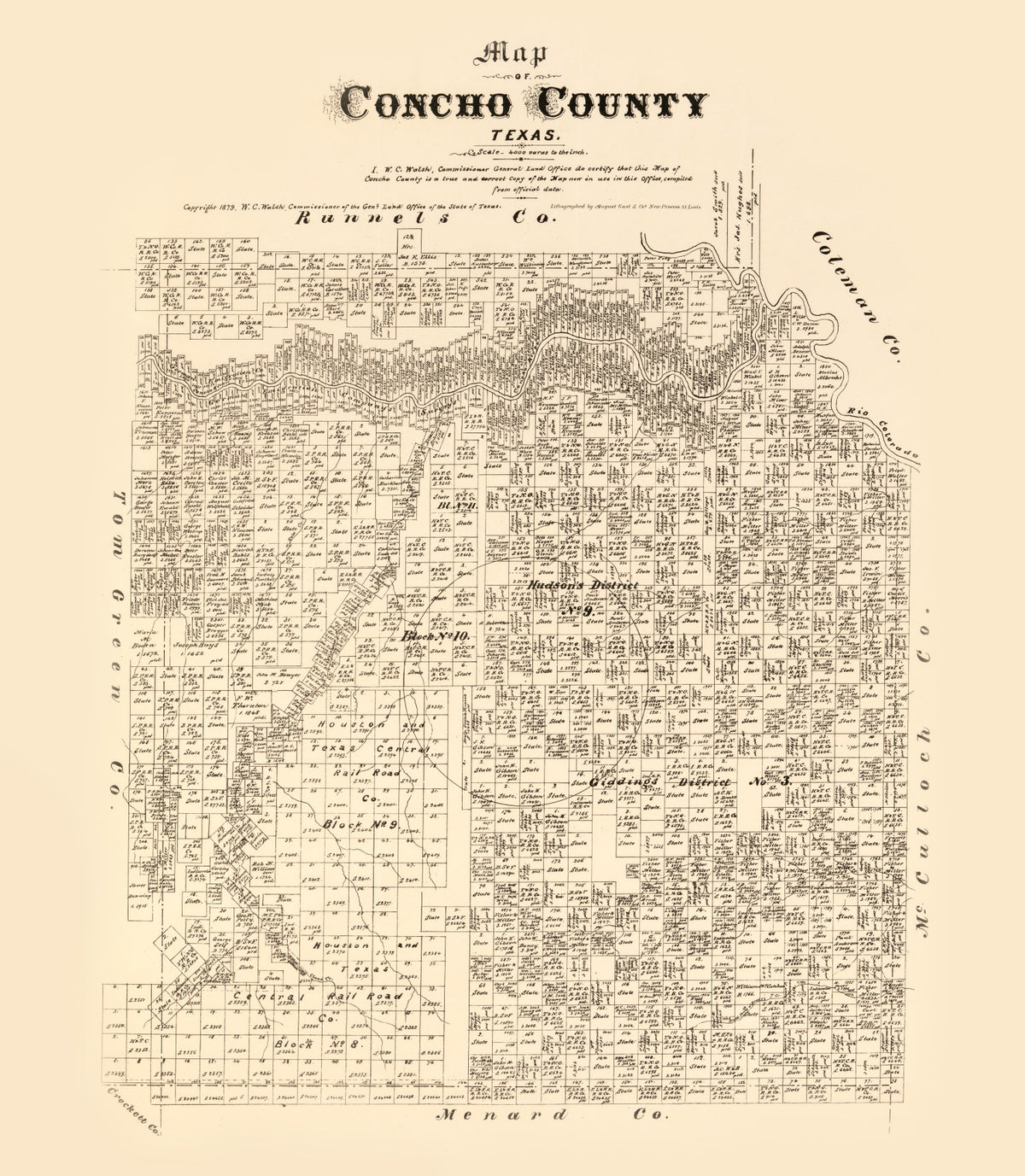 Preview of Vintage Map of Concho County, Texas 1879