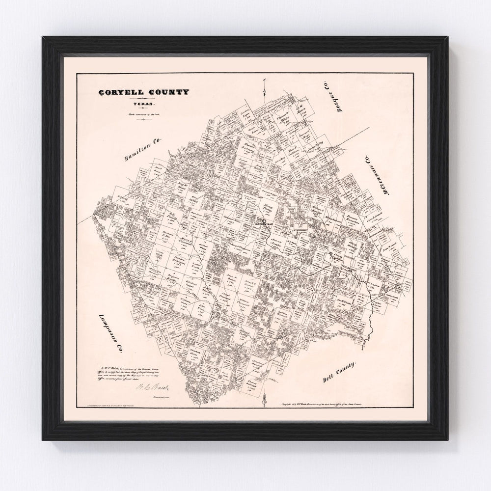 Coryell County Vintage Map 1879