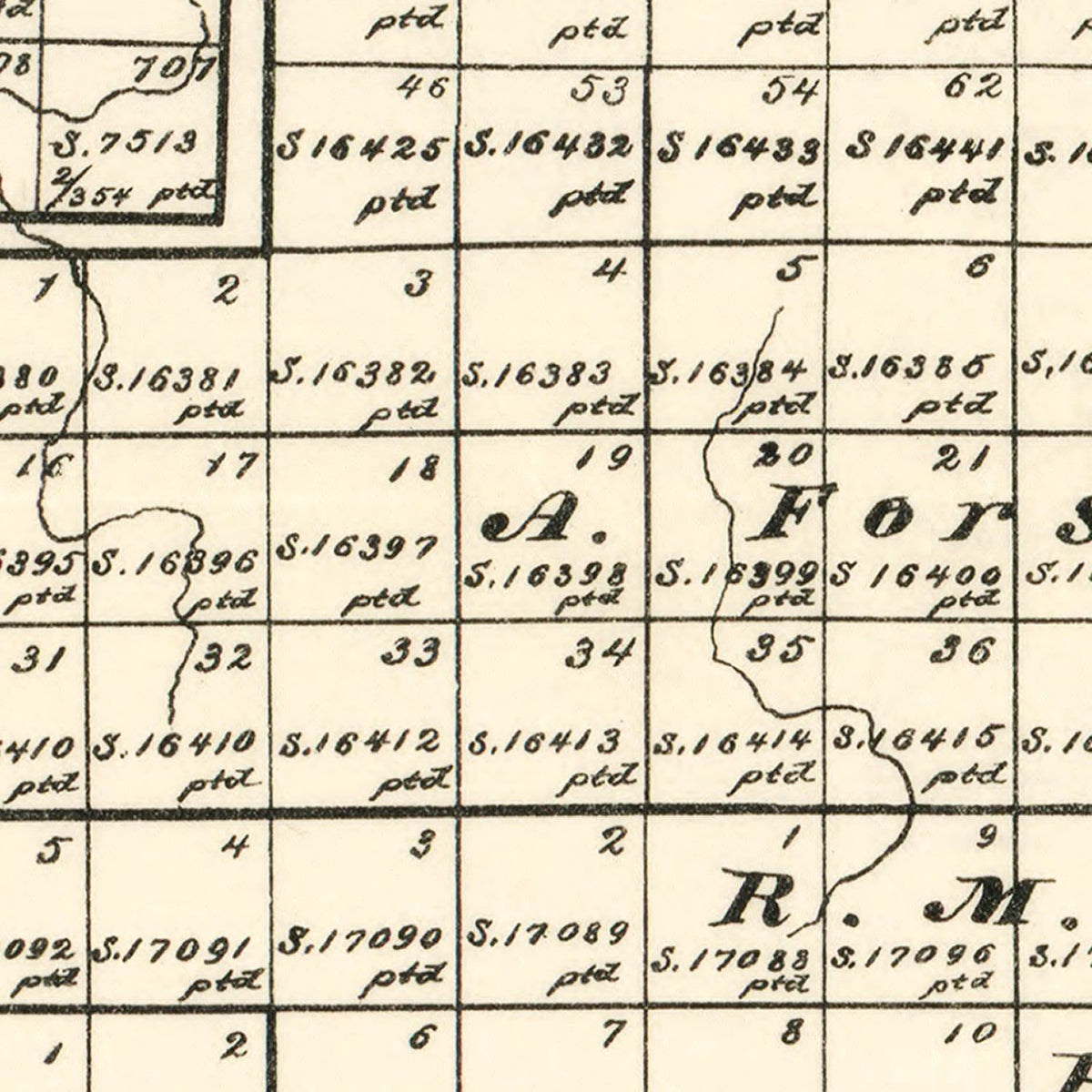 Restored historic details from the 1891 county map of Cottle County, Texas