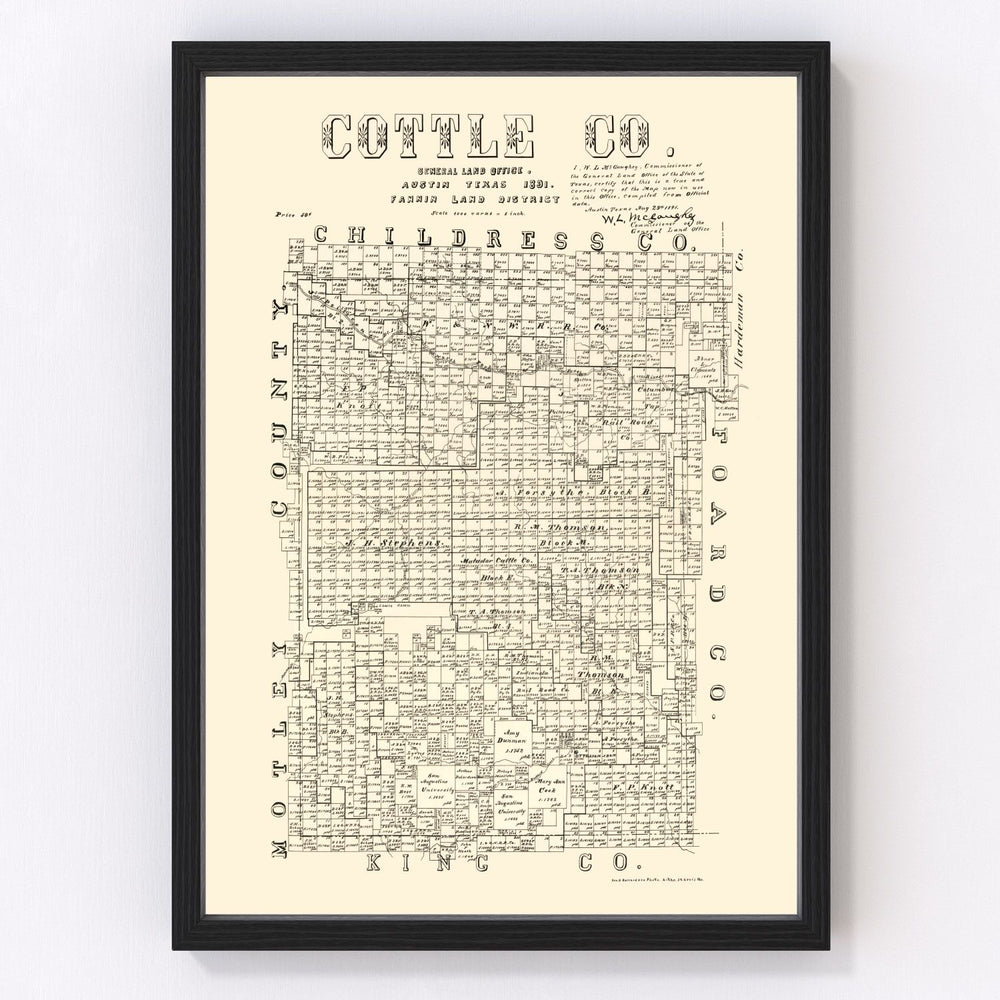 Cottle County Vintage Map 1891