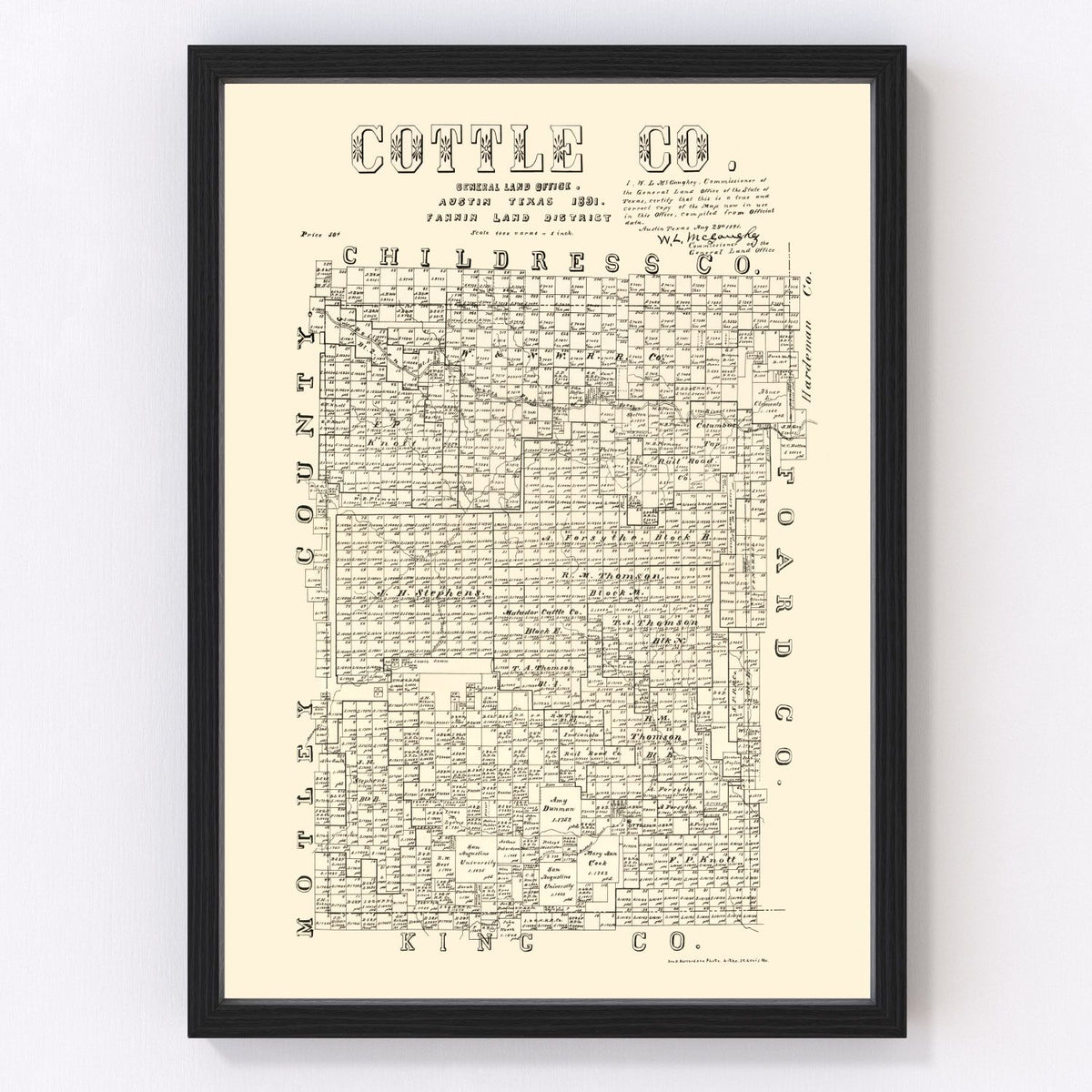 Cottle County Vintage Map 1891