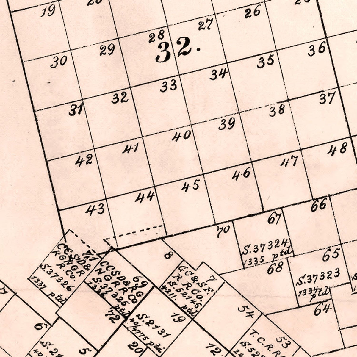Restored historic details from the 1888 county map of Crane County, Texas