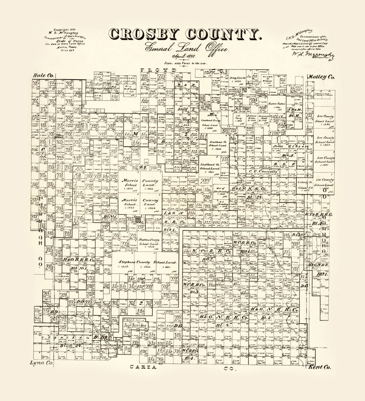 Preview of Vintage Map of Crosby County, Texas 1892