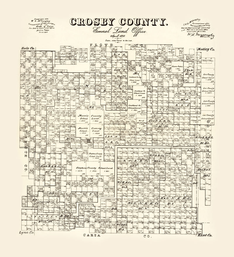 Size comparison using Vintage Map of Crosby County, Texas 1892
