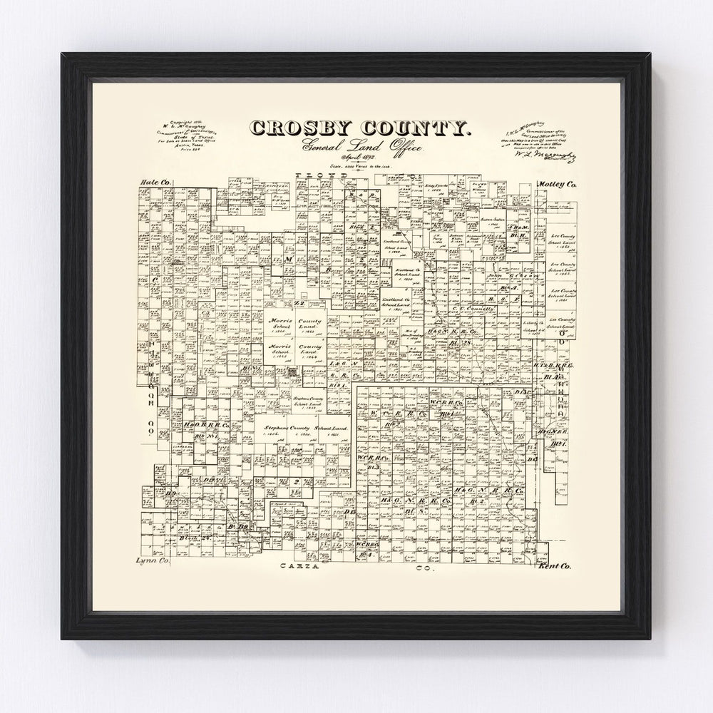 Crosby County Vintage Map 1892