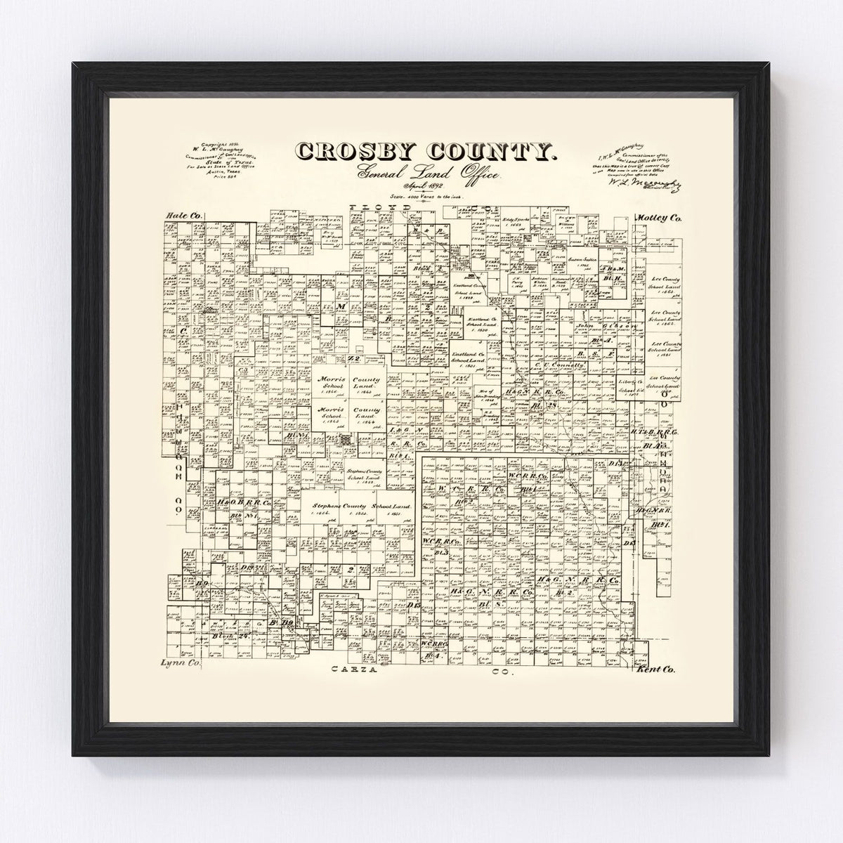 Crosby County Vintage Map 1892