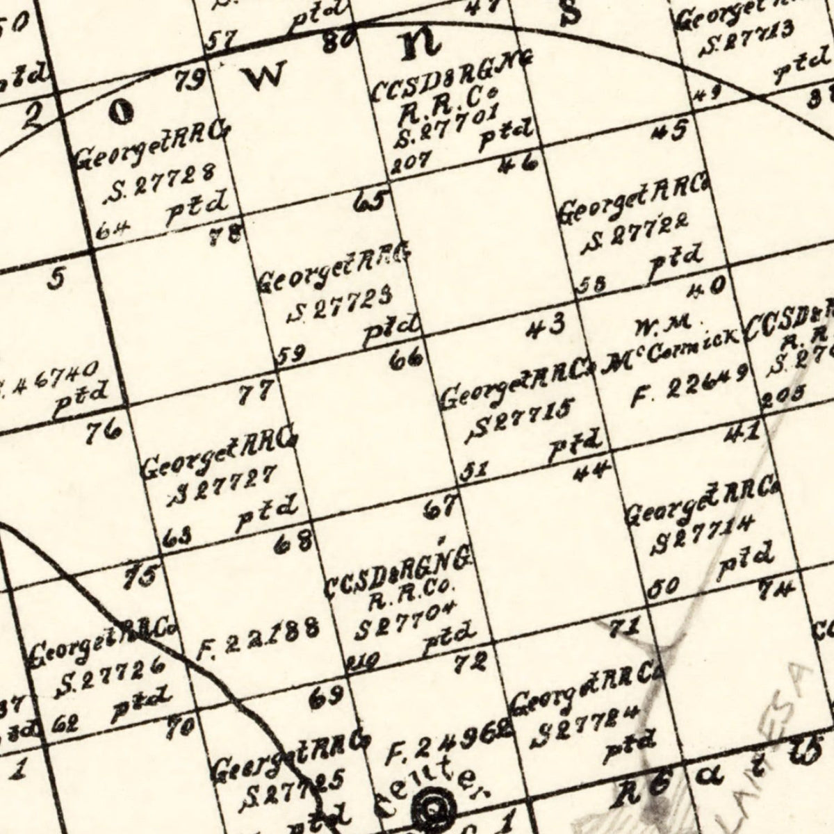 Restored historic details from the 1892 county map of Dawson County, Texas
