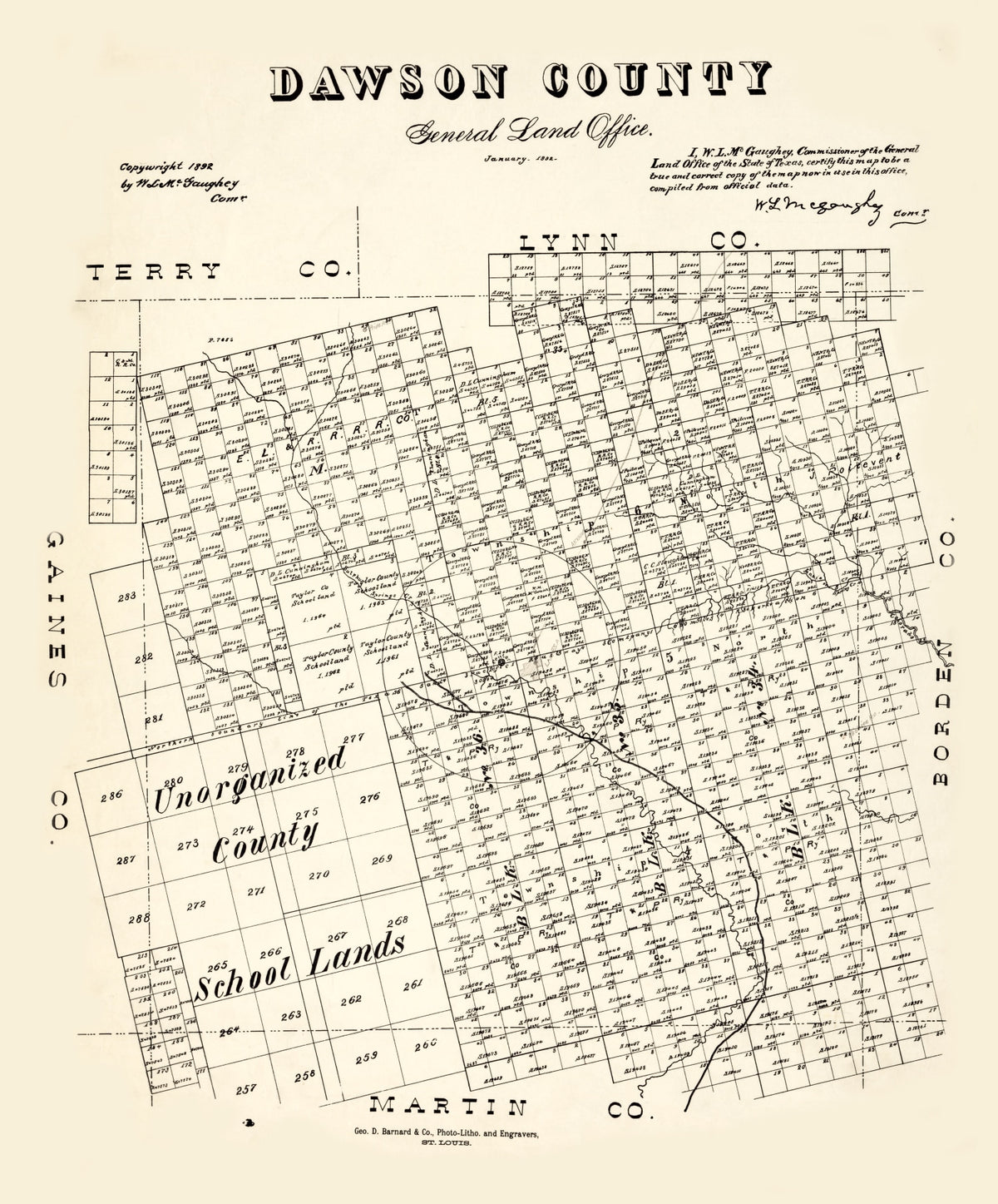 Preview of Vintage Map of Dawson County, Texas 1892