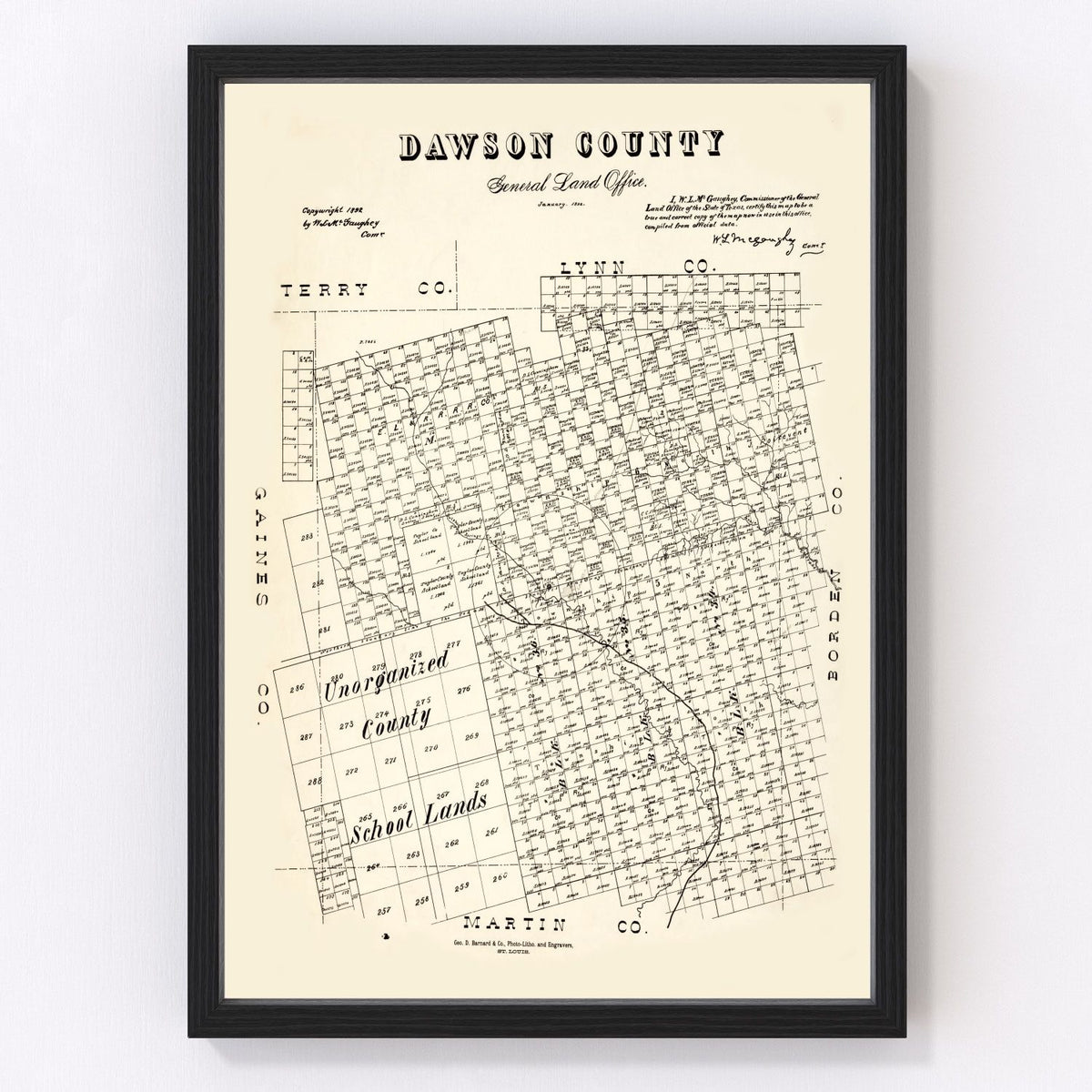 Dawson County Vintage Map 1892