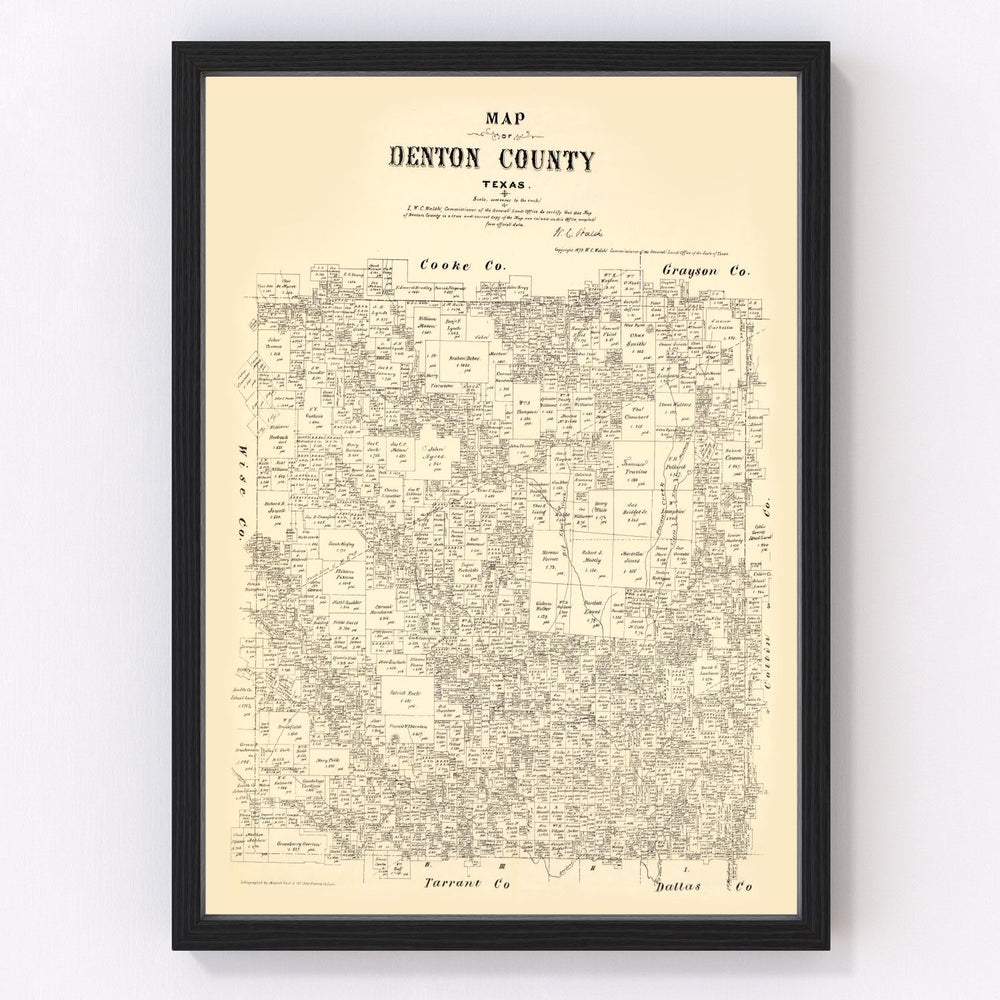 Denton County Vintage Map 1879