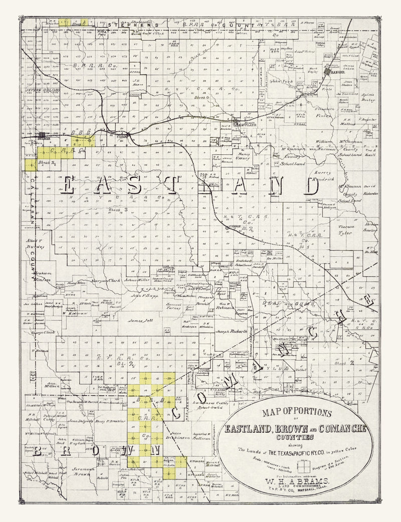 Size comparison using Vintage Map of Eastland County, Texas 1890