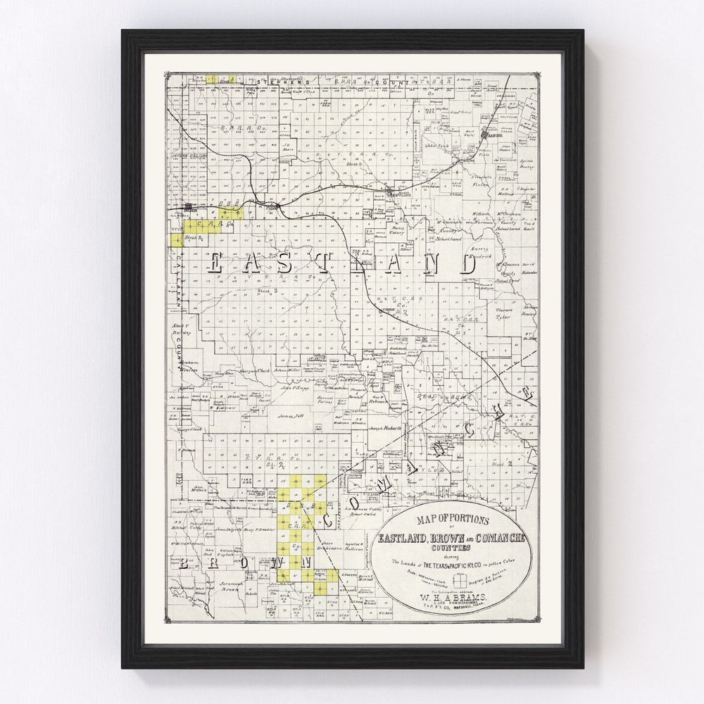 Eastland County Vintage Map 1890