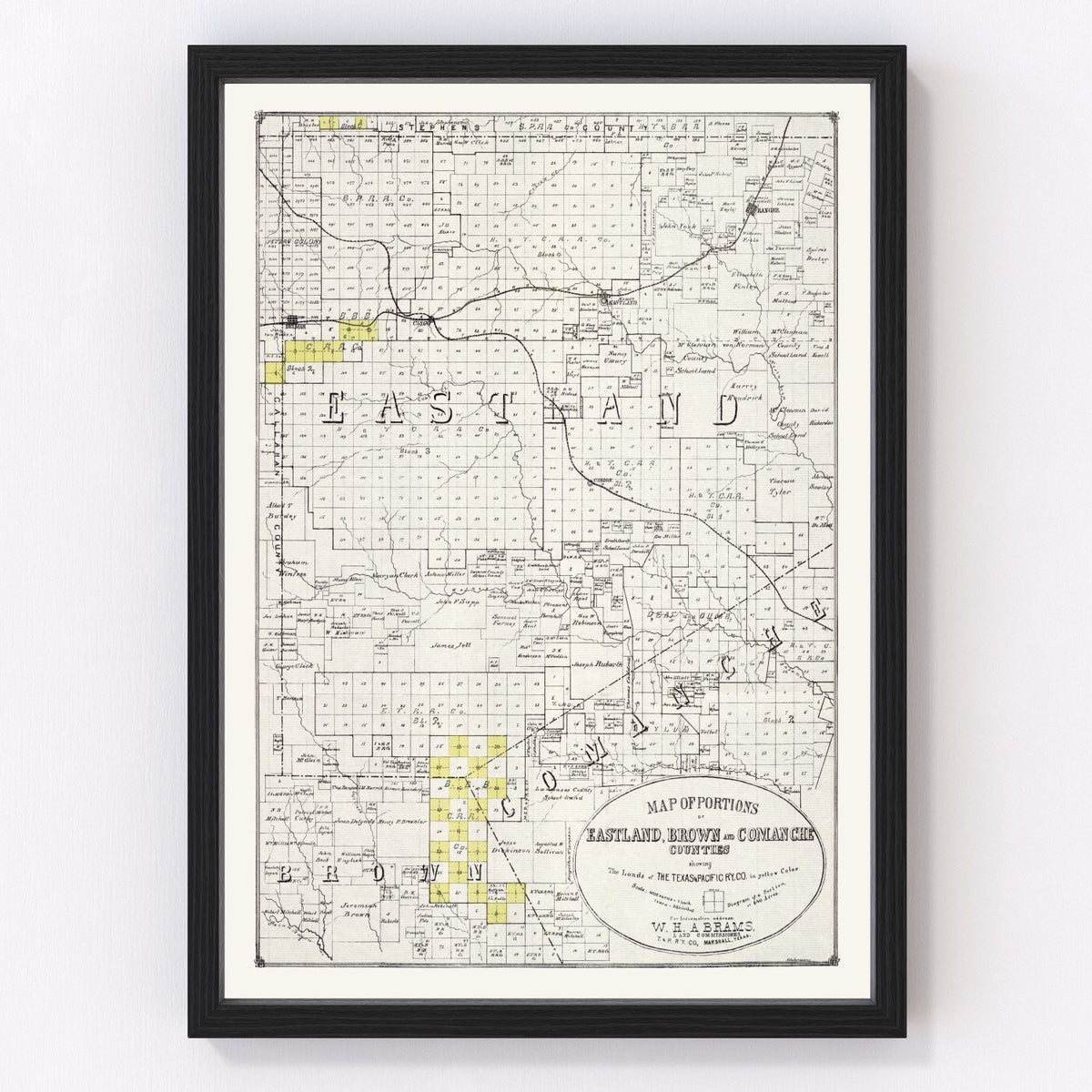 Eastland County Vintage Map 1890
