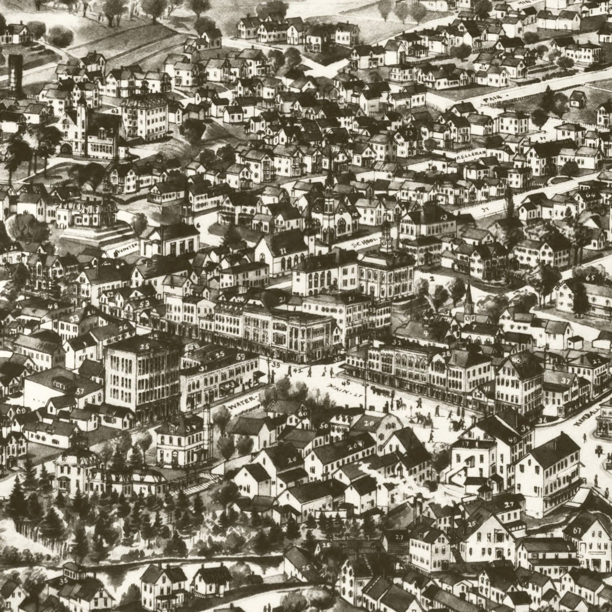 Restored historic details from the 1894 city map of Houlton, Maine