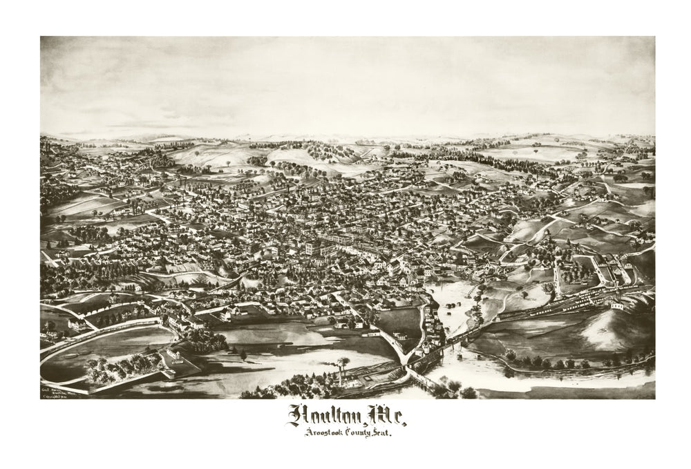 Vintage Map of Houlton, Maine 1894 print style example