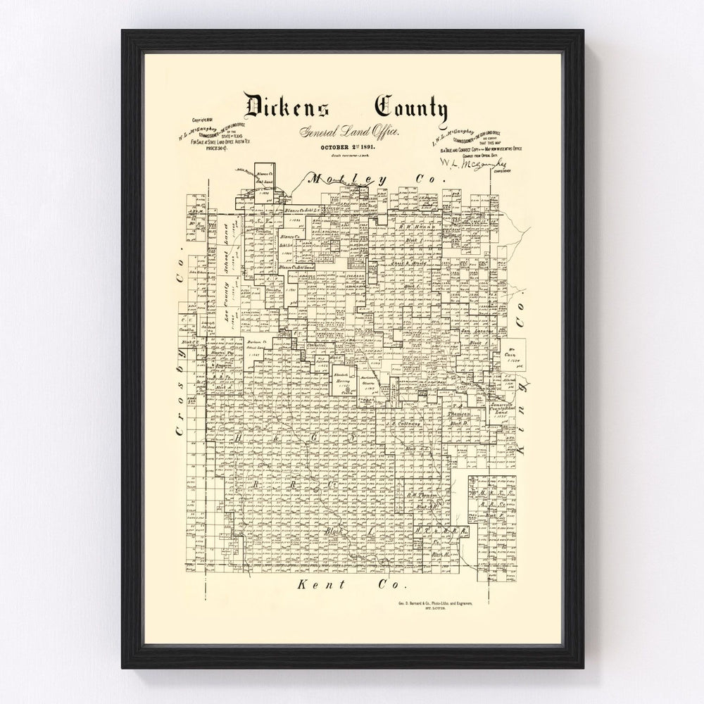 Dickens County Vintage Map 1891