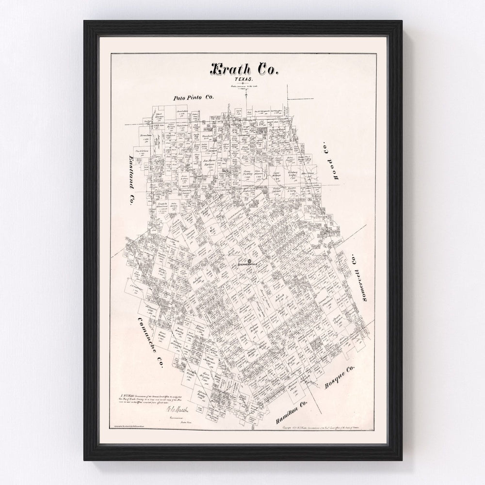 Erath County Vintage Map 1879